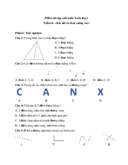 Phiếu bài tập cuối tuần lớp 2 môn Toán Kết nối - Tuần 14 (nâng cao)