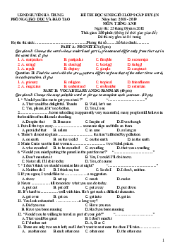 Đề Thi Học Sinh Giỏi Lớp 9 Cấp Huyện, Huyện Hà Trung Năm Học 2018 - 2019 Môn Tiếng Anh (có đáp án)