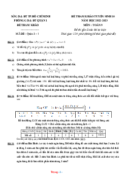 Đề tham khảo vào 10 môn Toán Phòng GD Quận 1 năm học 2022-2023 Mã đề: Quận 1- 1 (có đáp án và lời giải chi tiết)