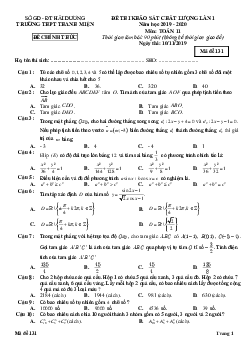 Đề thi KSCL lần 1 Toán 11 năm 2019 – 2020 trường Thanh Miện – Hải Dương
