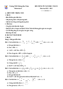 Đề cương HK2 Toán 8 năm 2022 – 2023 trường THCS Hoàng Hoa Thám – Hà Nội
