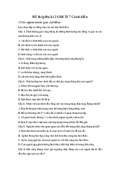 Đề thi giữa kì 2 Giáo dục công dân 7 - Đề 3 | Cánh diều năm 2024