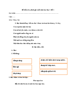Top 8 đề thi Tiếng Việt lớp 1 học kì 2 theo Thông tư 27 sách Cánh Diều