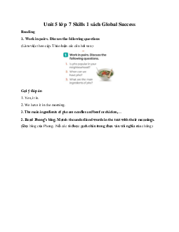 Unit 5 lớp 7 Skills 1 sách Global Success