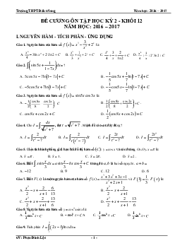 Đề cương ôn tập học kỳ 2 môn Toán 12 – Phan Đình Lộc
