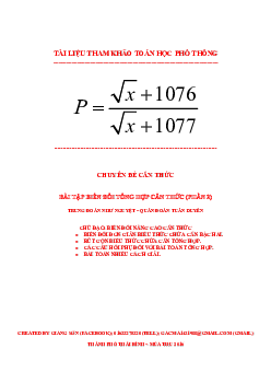TOP 238 bài toán biến đổi căn thức nâng cao – Lương Tuấn Đức