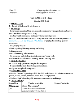 Giáo án Tiếng Anh 3 global success tuần 14