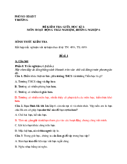 Đề thi giữa học kì 1 môn Hoạt động trải nghiệm hướng nghiệp 6 năm 2023 - 2024 sách Chân trời sáng tạo | Đề 3,4