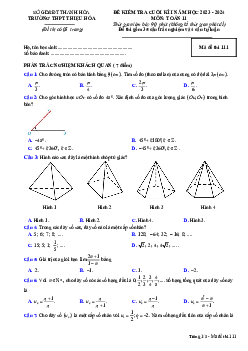 Đề cuối kì 1 Toán 11 năm 2023 – 2024 trường THPT Thiệu Hóa – Thanh Hóa