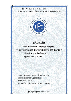 Báo cáo thiết kế và xây dựng website bán laptop | Trường Cao Đẳng Công Nghệ Bách Khoa Hà Nội
