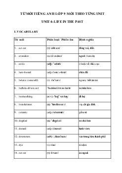Từ vựng Unit 4 lớp 9 Life in the past
