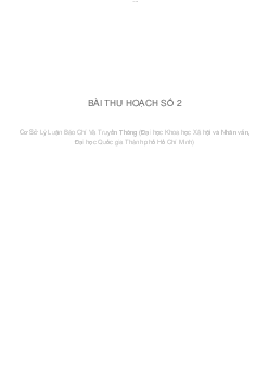 BÀI THU HOẠCH SỐ 2 | Cơ sở lý luận báo chí và truyền thông | Đại học Khoa học Xã hội và Nhân văn, Đại học Quốc gia Thành phố HCM