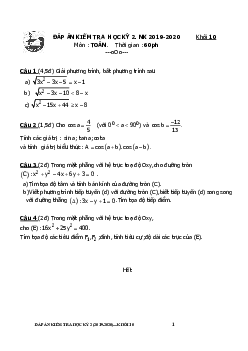 Đề thi HK2 Toán 10 năm học 2019 – 2020 trường THPT Gia Định – TP HCM