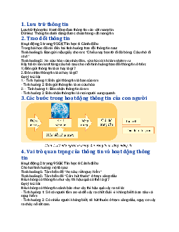 Tin học lớp 6 bài 2 Lưu trữ và trao đổi thông tin | Cánh Diều