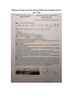 Đề thi học kì 1 lớp 9 môn Toán Phòng GD&ĐT quận Long Biên năm học 2019 - 2020