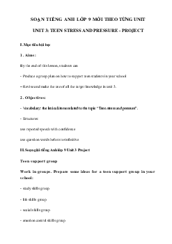 Luyện nghe Tiếng Anh lớp 9 Unit 3 Teen Stress and Pressure