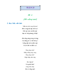 Bài tập cuối tuần lớp 3 môn Tiếng Việt Cánh diều - Tuần 25 (Nâng cao)