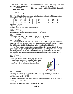 Đề thi học kì 2 Toán 7 năm 2019 – 2020 trường THCS Nguyễn Trãi – TP HCM