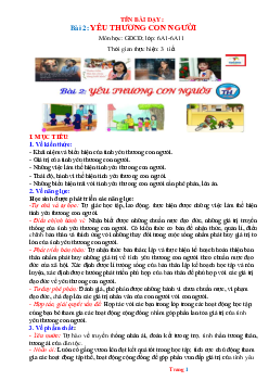 Giáo án GDCD 6 Bài 2: Yêu thương con người | Cánh diều