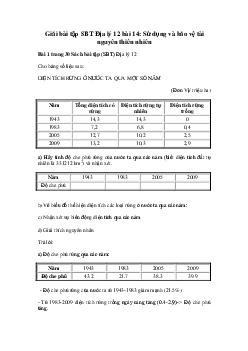 Giải bài tập SBT Địa lý 12 bài 14: Sử dụng và bảo vệ tài nguyên thiên nhiên