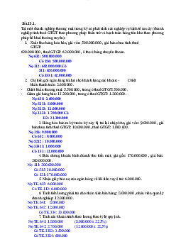Bài tập ôn tập  học phần Nguyên lý kế toán có đáp án chi tiết