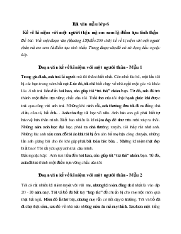 Văn mẫu lớp 6: Kể về kỉ niệm với một người thân mà em xem là điểm tựa tinh thần - Chân Trời Sáng Tạo