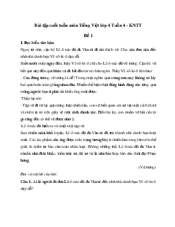 Giải Bài tập cuối tuần lớp 4 môn Tiếng Việt Kết nối tri thức - Tuần 4