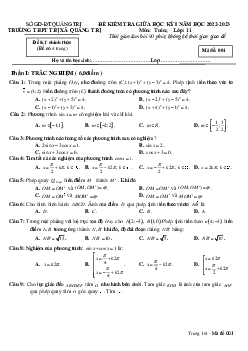 Đề giữa kỳ 1 Toán 11 năm 2022 – 2023 trường THPT Thị xã Quảng Trị