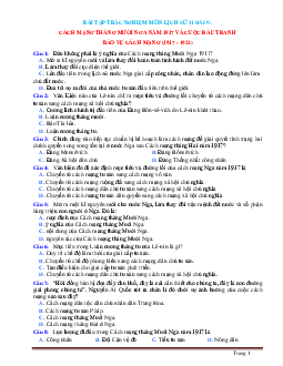 Trắc nghiệm Sử 11 bài 9:Cách mạng tháng mười nga năm 1917 và cuộc đấu tranh bảo vệ cách mạng (1917 – 1921) (có đáp án)