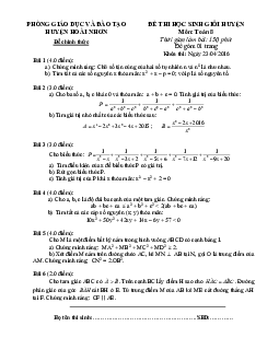 Đề thi HSG huyện Toán 8 năm 2015 – 2016 phòng GD&ĐT Hoài Nhơn – Bình Định