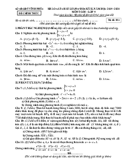 Đề thi học kỳ 2 Toán 9 năm học 2019 – 2020 sở GD&ĐT Vĩnh Phúc