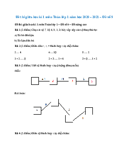 Đề thi giữa học kì 1 môn Toán lớp 1 - Đề số 5