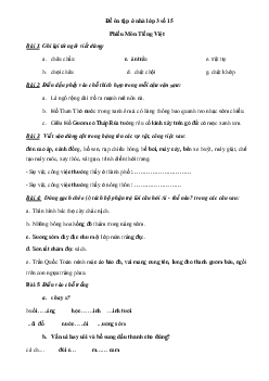 Đề ôn tập ở nhà lớp 3 số 15 - (Ngày 18/3)