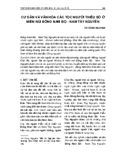 Cư dân và văn hóa các tộc người thiểu số ở miền núi Đông Nam Bộ - Nam Tây Nguyên