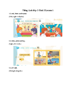 Tiếng Anh lớp 3 Global Success Unit 5 Lesson 1