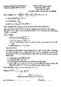 Đề thi giữa học kỳ 2 Toán 9 năm 2020 – 2021 trường Bế Văn Đàn – Hà Nội