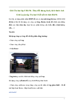 Giải Tin học 8 Bài 9b: Thay đổi khung hình, kích thước ảnh | Kết nối tri thức