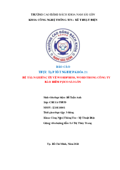 Nghiên cứu về Wordpress, Word trong công ty bảo hiểm PJICO Sài Gòn | Báo cáo thực tập