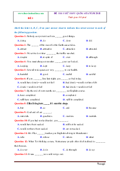 Tuyển chọn 8 đề thi thử THPT Quốc gia môn Tiếng Anh có lời giải và đáp án