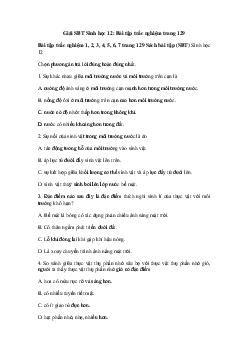 Giải SBT Sinh học 12: Bài tập trắc nghiệm trang 129