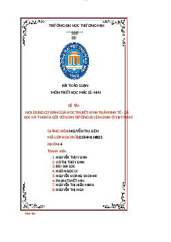 Tiểu luận: Nội dung cơ bản của học thuyết hình thái kinh tế - xã hội và ýnghĩa đối với con đường đi lên CNXH ở Việt Nam