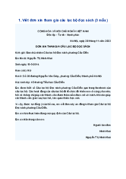 Viết đơn xin tham gia câu lạc bộ em yêu thích | Tập làm văn lớp 4