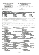 Đề thi chuyên anh 10 đồng nai 2025 2026