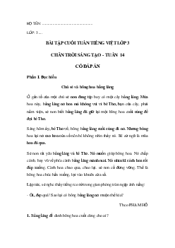 Bài tập cuối tuần tiếng Việt lớp 3 Chân trời sáng tạo Tuần 14 cơ bản