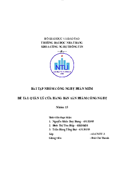 Đề tài Quản lý của hàng bán sản phẩm công nghệ | Bài tập nhóm công nghệ phần mềm