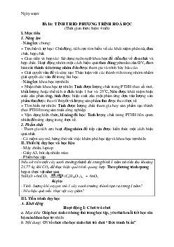 Giáo án Khoa học tự nhiên 8 Bài 6: Tính theo phương trình hóa học | Kết nối tri thức