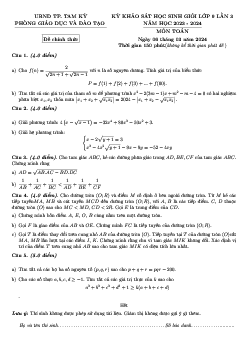 Đề khảo sát HSG Toán 9 lần 3 năm 2023 – 2024 phòng GD&ĐT Tam Kỳ – Quảng Nam