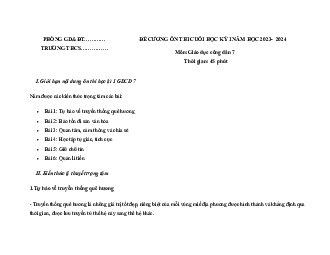 Đề cương ôn tập học kì 1 môn Giáo dục công dân 7 sách Cánh diều