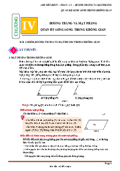 Đường thẳng và mặt phẳng, quan hệ song song trong không gian Toán 11 CTST