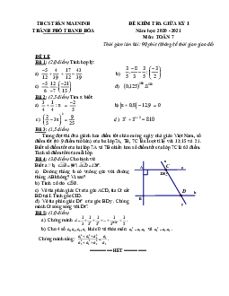Đề KSCL giữa kỳ 1 Toán 7 năm 2020 – 2021 trường THCS Trần Mai Ninh – Thanh Hóa